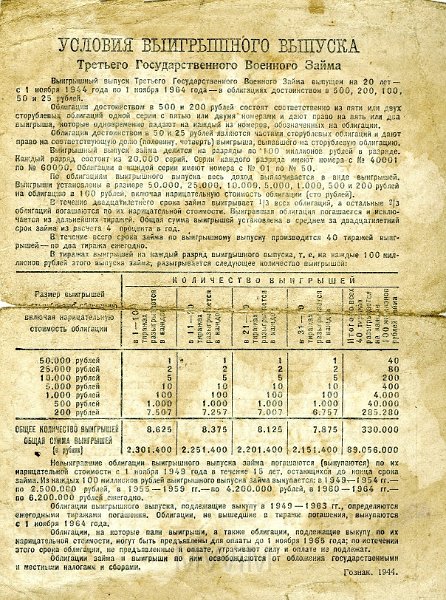 KKE 5764-2a.jpg - (rosyjski) Dok. Obligacje 25/50/100x2, 1944/1945 r.